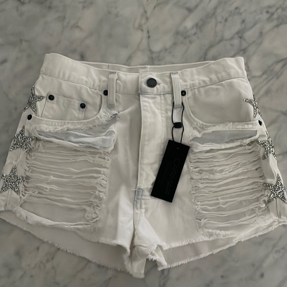 White Carmar Side 3 STAR ripped shorts - Picture 1 of 3